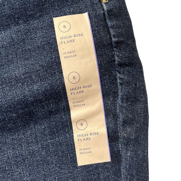 Universal Thread High-Rise Flare Jeans Fitted Hip Dark Wash Vintage Stretch 8 - Picture 9 of 14
